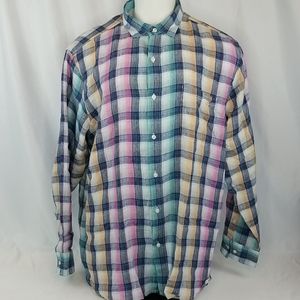 Tommy Bahama Polynisian Plaid Linen Button Shirt
